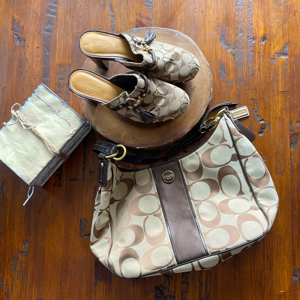 BNWT size 7 Coach clogs with matching Hobo bag!
